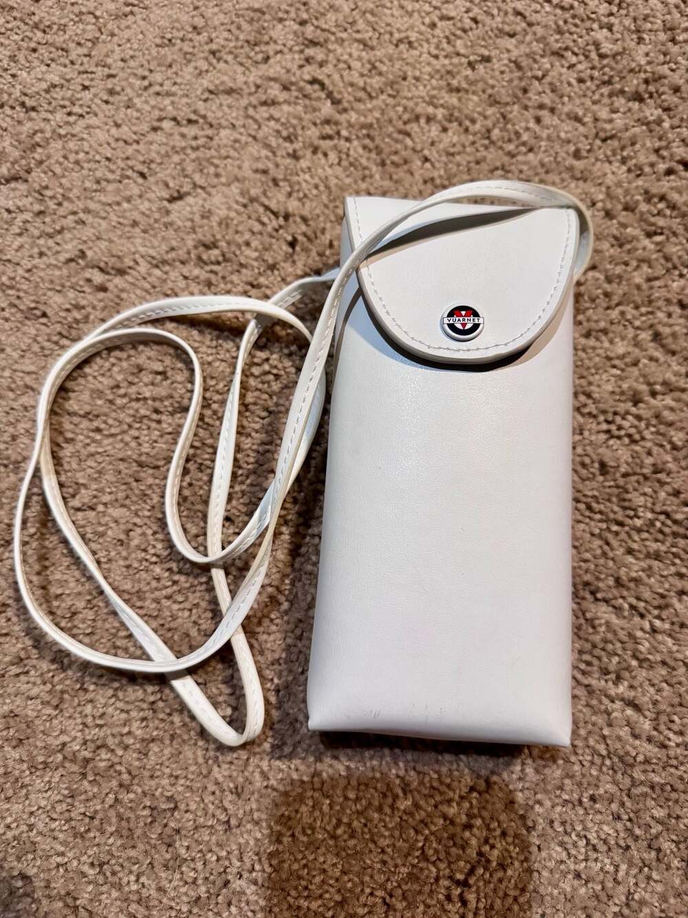 Vuarnet White Leather Crossbody Sunglasses Case with Belt Loop